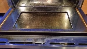 Oven cleaning in progress