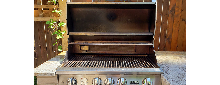 Lion grill before cleaning