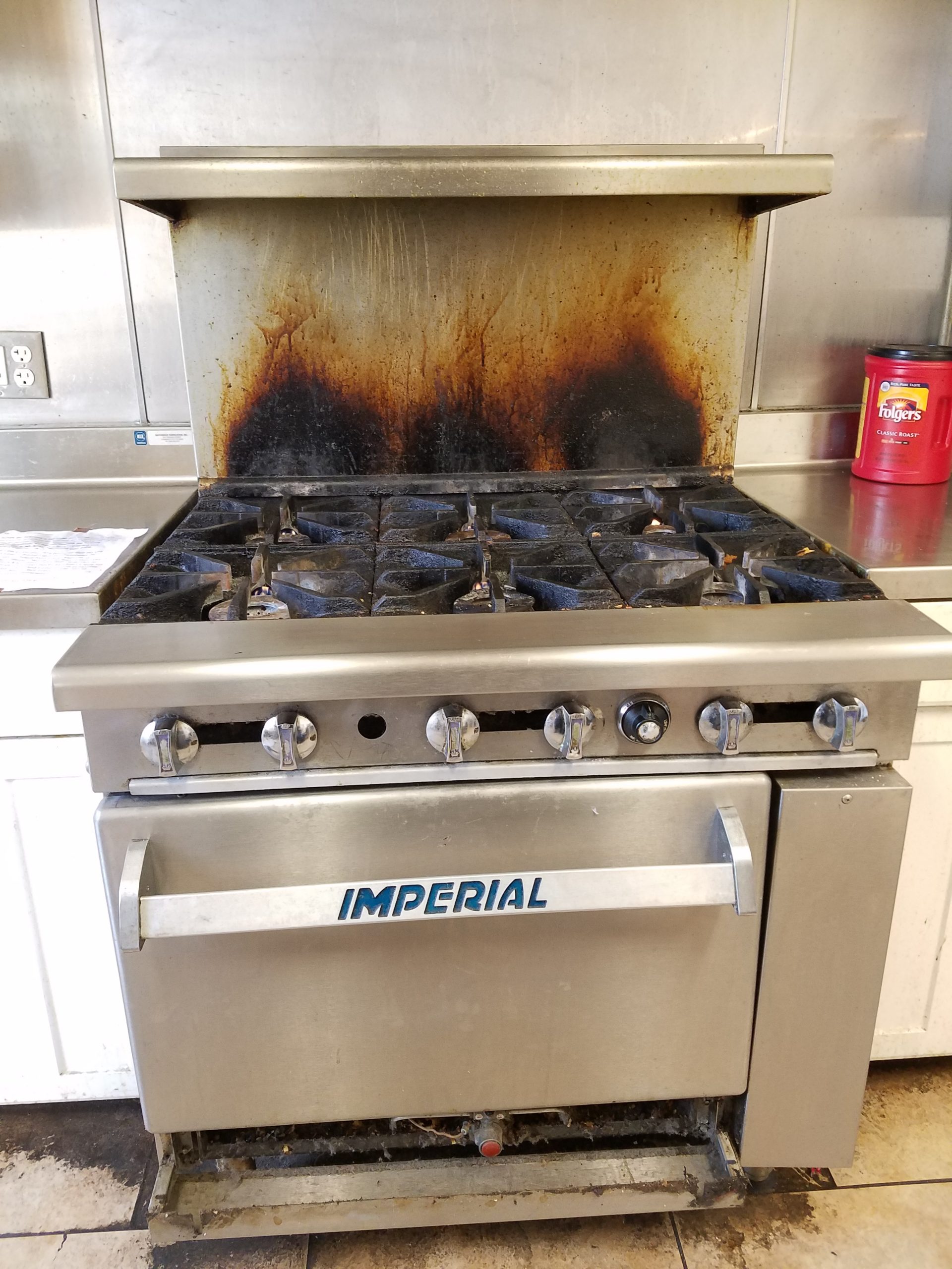 Imperial range before cleaning