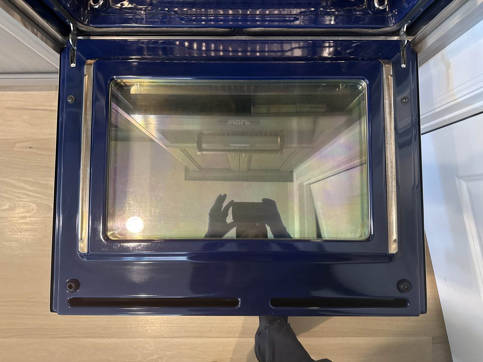 Wolf double wall oven before cleaning